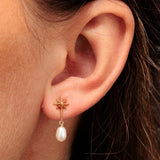 Scream Pretty Angel Star Pearl Drop Stud Earrings Gold Plated