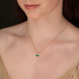 Scream Pretty Emerald Green Art Deco Necklace Gold Plated