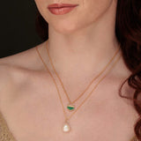 Scream Pretty Emerald Green Art Deco Necklace Gold Plated