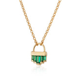 Scream Pretty Emerald Green Art Deco Necklace Gold Plated
