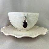 Sterling Silver Fire Agate Oval Cabochon Pendant
