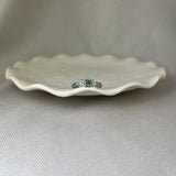 Platinum Green Diamond Solitaire Brilliant Cut Petal Shoulder Ring 0.50ct