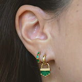 Scream Pretty Baguette Green Huggie Hoop Earrings Gold Plated