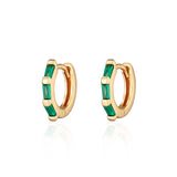 Scream Pretty Baguette Green Huggie Hoop Earrings Gold Plated