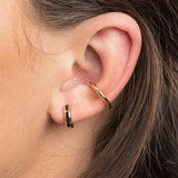 Scream Pretty Candy Stripe Black Huggie Hoop Earrings Gold Plated