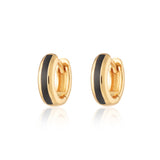 Scream Pretty Candy Stripe Black Huggie Hoop Earrings Gold Plated