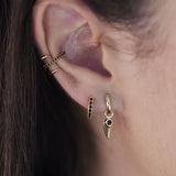 Scream Pretty Black Onyx Shield Charm Hoop Earrings Gold Plated