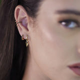 Scream Pretty Black Onyx Shield Charm Hoop Earrings Gold Plated
