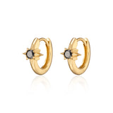 Scream Pretty Large Black Star Huggie Hoop Earrings Gold Plated