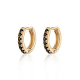 Scream Pretty Black Stones Huggie Hoop Earrings Gold Plated