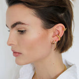 Scream Pretty Black Stones Huggie Hoop Earrings Gold Plated