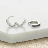 Scream Pretty Black Stones Huggie Hoop Earrings