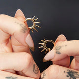 Scream Pretty Black Sun Spike Hoop Earrings Gold Plated