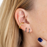 Scream Pretty Blue Stones Huggie Hoop Earrings Gold Plated