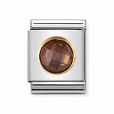 Nomination Big Size Gold Round Brown CZ Charm SALE