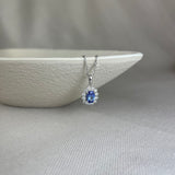 18ct White Gold Tanzanite Diamond Oval Cluster Pendant