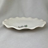 Platinum Green Diamond Solitaire Brilliant Cut Petal Shoulder Ring 0.50ct