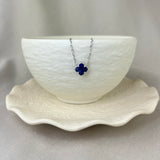 Vintage Design Sterling Silver Lapis Lazuli Flower Necklace 18"