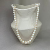 9ct White Gold Graduated River Pearl Row Necklace 4-9mm