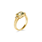 18ct Yellow Gold Green Amethyst Diamond Octagonal Ring