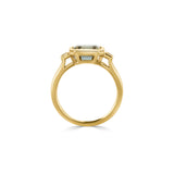 18ct Yellow Gold Green Amethyst Diamond Octagonal Ring