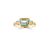 18ct Yellow Gold Green Amethyst Diamond Octagonal Ring
