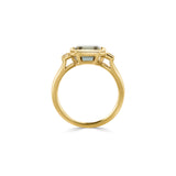 18ct Yellow Gold Green Amethyst Diamond Octagonal Ring