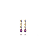 18ct Yellow Gold Tanzanite Iolite Amethyst Drop Earrings