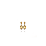 18ct Yellow Gold Citrine Diamond Pear Shape Duo Drop Earrings 0.14ct