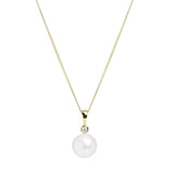 18ct Yellow Gold River Pearl Diamond Pendant 10-10.5mm