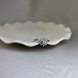 Vintage Design Sterling Silver CZ Flower Ring