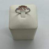 Vintage Design 9ct White Gold Morganite Diamond Trilogy Ring
