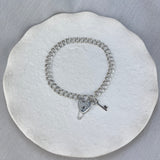 Sterling Silver Double Curb Padlock & Key Bracelet