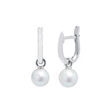 Sterling Silver River Pearl Oval Hoop Earrings 7.5-8mm
