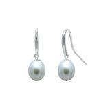 Sterling Silver Grey River Pearl Hook Drop Earrings 7.5-8mm