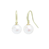 9ct Yellow Gold River Pearl Hook Drop Earrings 10-10.5mm