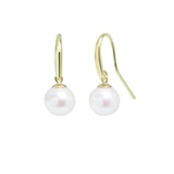 9ct Yellow Gold River Pearl Hook Drop Earrings 8-8.5mm