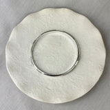Sterling Silver Handmade Block Pattern D-Shape Profile Round Bangle SALE