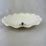 Platinum Ceylon Sapphire Diamond Oval Cluster Ring