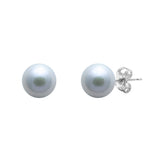 9ct White Gold Grey River Pearl Stud Earrings 6-6.5mm