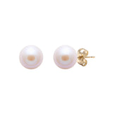 9ct Yellow Gold Pink River Pearl Stud Earrings 6-6.5mm