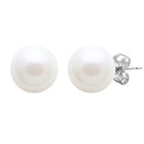 9ct White Gold River Pearl Stud Earrings 10-11mm