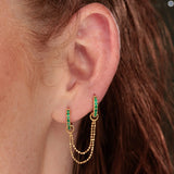 Scream Pretty Emerald Green Double Chain Connector Single Stud Earring