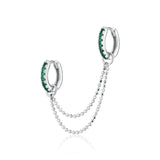Scream Pretty Emerald Green Double Chain Connector Single Stud Earring
