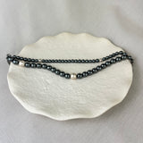 Sterling Silver Hematite Two Row Bead Bracelet SALE