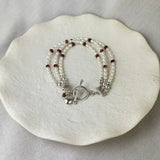 Sterling Silver Garnet Pearl Love Bracelet