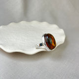 Natural Green Amber Striated Ring