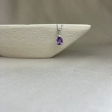 9ct White Gold Amethyst Diamond Pear Shape Pendant