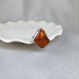 Natural Cognac Amber Irregular Pebble Ring