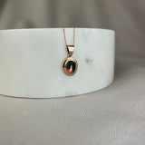 9ct Gold Watermelon Tourmaline Oval Pendant